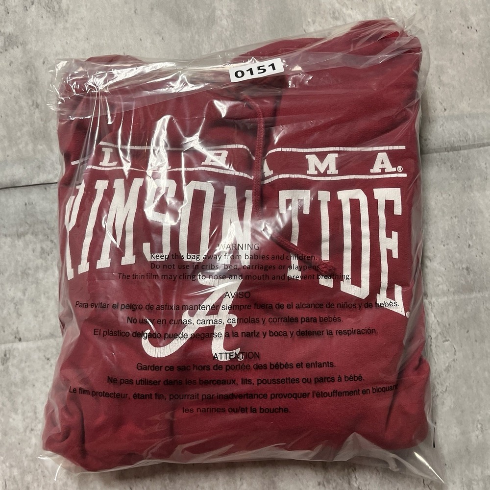 MV Sport Alabama Hoodie Crimson Tide School Seal Men Large Red Organic Cotton - Picture 9 of 9